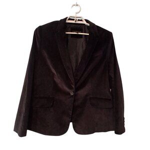 Talbots blazer womens 16 black velvet velveteen Holiday cotton